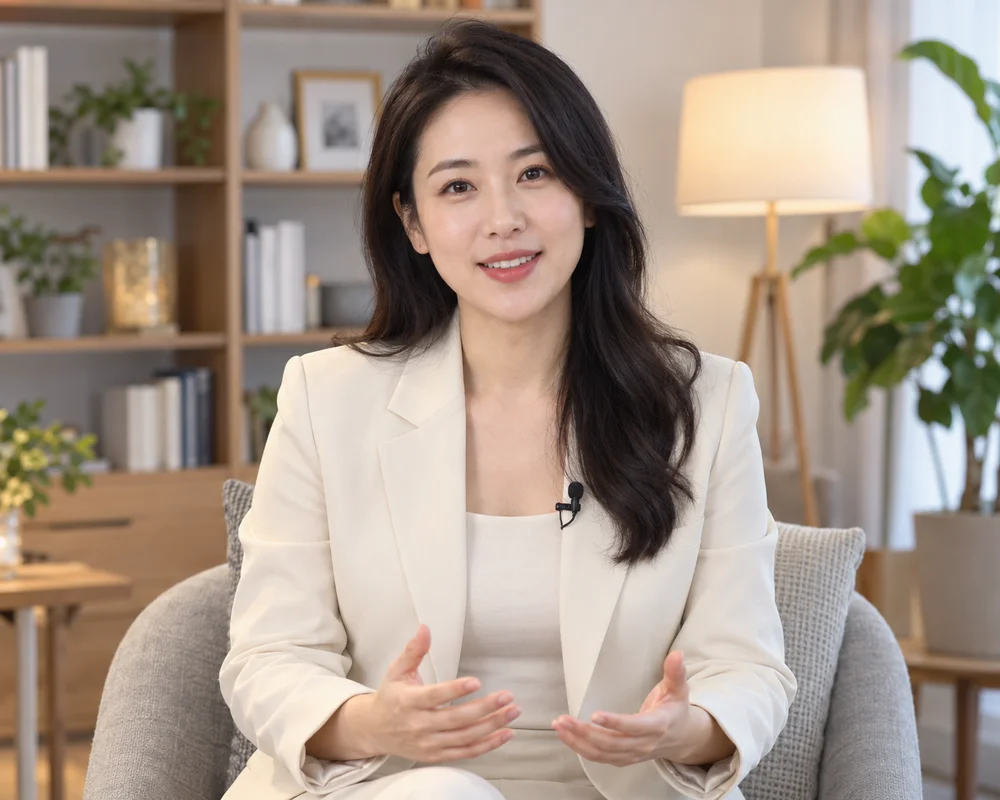 面向镜头进行讲解的数字人形象示意